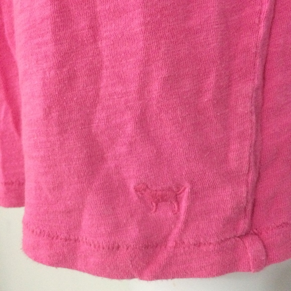PINK Victorias Secret Top XS Pink Jeweled Scoop Neck Short Sleeve 100% Cotton - Picture 6 of 8